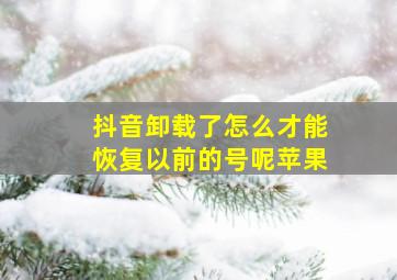 抖音卸载了怎么才能恢复以前的号呢苹果