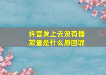 抖音发上去没有播放量是什么原因呢