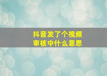 抖音发了个视频审核中什么意思