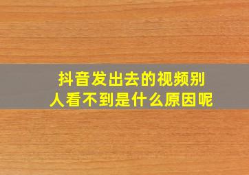 抖音发出去的视频别人看不到是什么原因呢