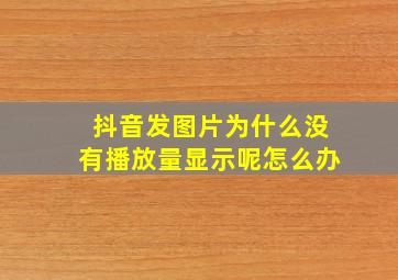 抖音发图片为什么没有播放量显示呢怎么办