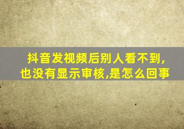 抖音发视频后别人看不到,也没有显示审核,是怎么回事