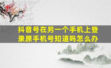 抖音号在另一个手机上登录原手机号知道吗怎么办