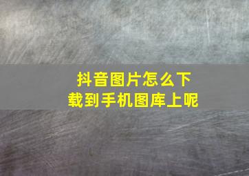 抖音图片怎么下载到手机图库上呢