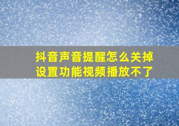 抖音声音提醒怎么关掉设置功能视频播放不了