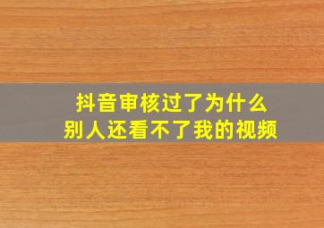 抖音审核过了为什么别人还看不了我的视频