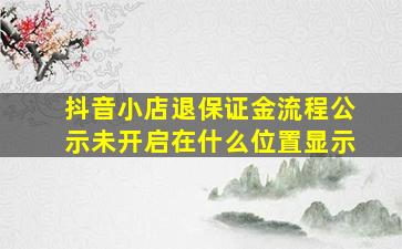 抖音小店退保证金流程公示未开启在什么位置显示