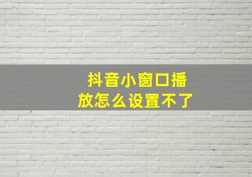 抖音小窗口播放怎么设置不了