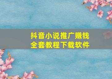 抖音小说推广赚钱全套教程下载软件