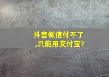 抖音微信付不了,只能用支付宝?