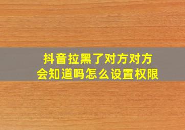 抖音拉黑了对方对方会知道吗怎么设置权限