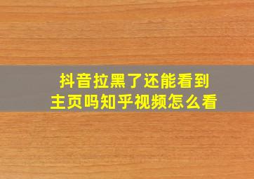 抖音拉黑了还能看到主页吗知乎视频怎么看