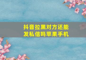 抖音拉黑对方还能发私信吗苹果手机