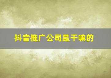 抖音推广公司是干嘛的