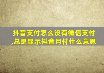 抖音支付怎么没有微信支付,总是显示抖音月付什么意思