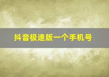 抖音极速版一个手机号