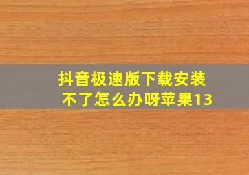 抖音极速版下载安装不了怎么办呀苹果13