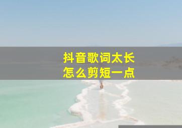 抖音歌词太长怎么剪短一点