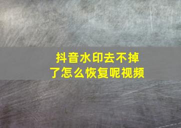 抖音水印去不掉了怎么恢复呢视频