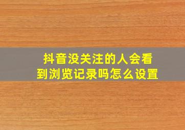 抖音没关注的人会看到浏览记录吗怎么设置