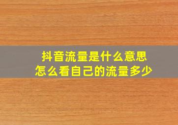 抖音流量是什么意思怎么看自己的流量多少