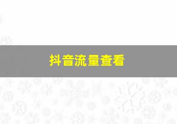 抖音流量查看