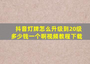 抖音灯牌怎么升级到20级多少钱一个啊视频教程下载