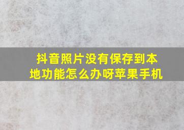 抖音照片没有保存到本地功能怎么办呀苹果手机