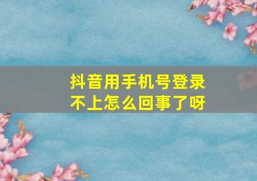 抖音用手机号登录不上怎么回事了呀