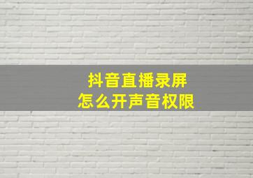 抖音直播录屏怎么开声音权限