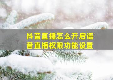 抖音直播怎么开启语音直播权限功能设置