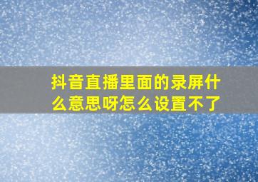 抖音直播里面的录屏什么意思呀怎么设置不了