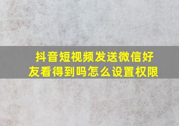 抖音短视频发送微信好友看得到吗怎么设置权限