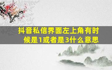 抖音私信界面左上角有时候是1或者是3什么意思