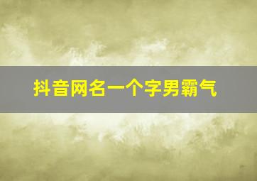 抖音网名一个字男霸气