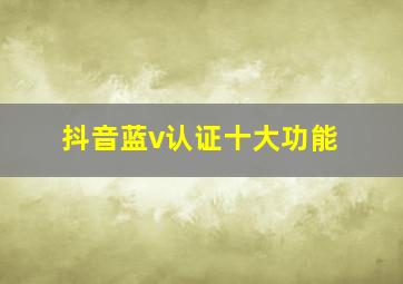 抖音蓝v认证十大功能