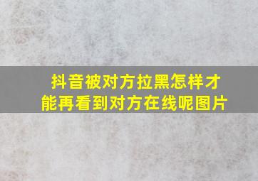 抖音被对方拉黑怎样才能再看到对方在线呢图片