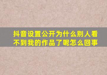 抖音设置公开为什么别人看不到我的作品了呢怎么回事