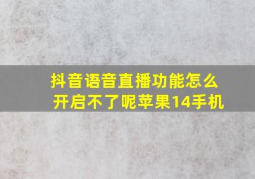 抖音语音直播功能怎么开启不了呢苹果14手机