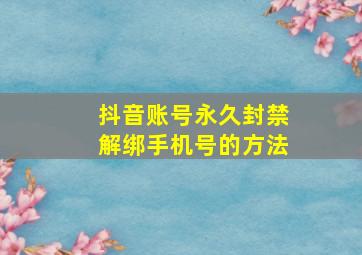 抖音账号永久封禁解绑手机号的方法