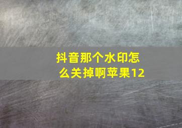 抖音那个水印怎么关掉啊苹果12