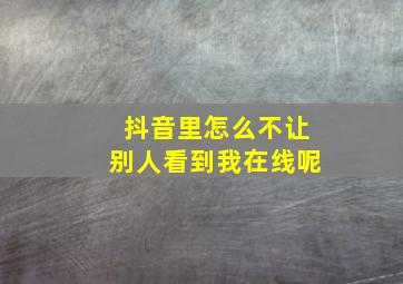 抖音里怎么不让别人看到我在线呢