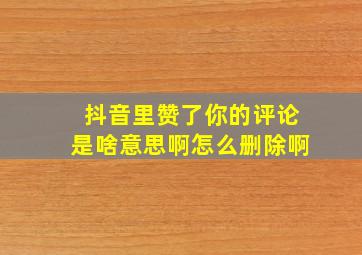 抖音里赞了你的评论是啥意思啊怎么删除啊