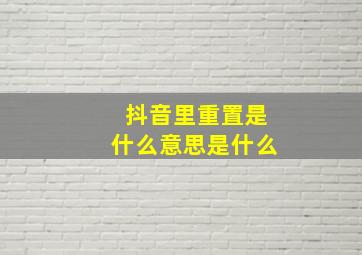 抖音里重置是什么意思是什么