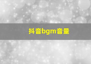 抖音bgm音量