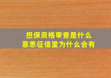 担保资格审查是什么意思征信里为什么会有