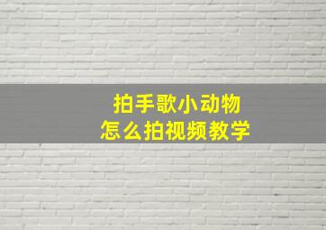 拍手歌小动物怎么拍视频教学