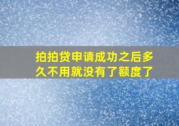 拍拍贷申请成功之后多久不用就没有了额度了