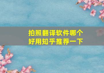 拍照翻译软件哪个好用知乎推荐一下