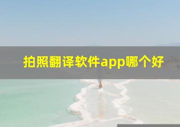 拍照翻译软件app哪个好